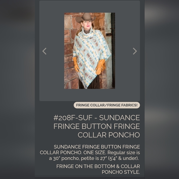 Rhonda Stark Southwestern Style Button Fringe Collar Poncho One size 30" - Picture 8 of 13